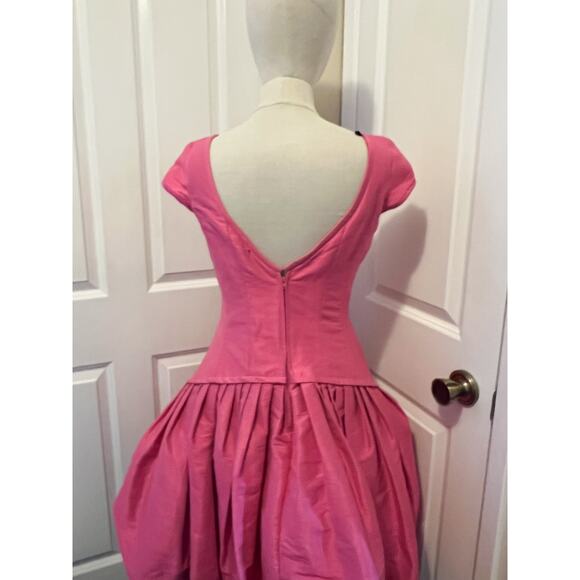 Vintage Betsey Johnson Dress Evening Party Prom Bright Pink Taffeta Bubble Pouf - Picture 8 of 16